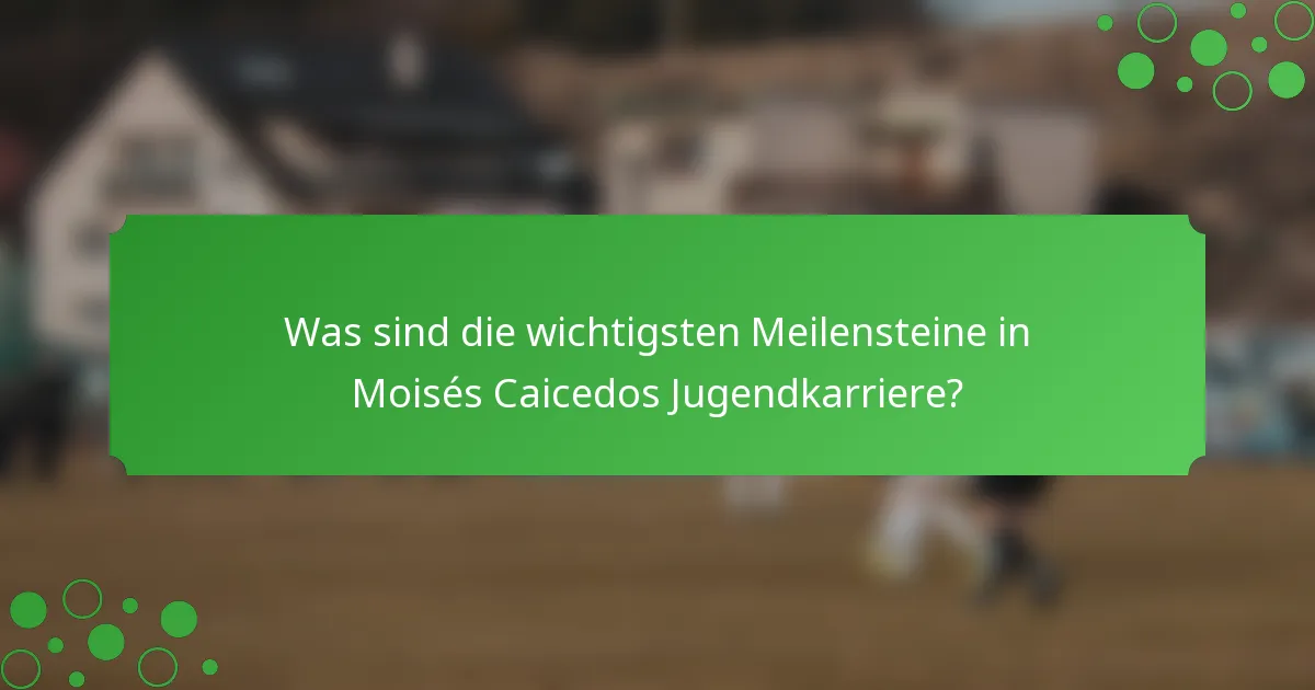 Was sind die wichtigsten Meilensteine in Moisés Caicedos Jugendkarriere?