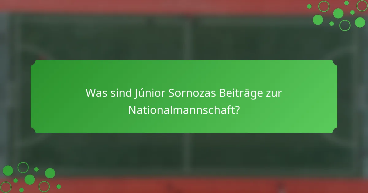 Was sind Júnior Sornozas Beiträge zur Nationalmannschaft?