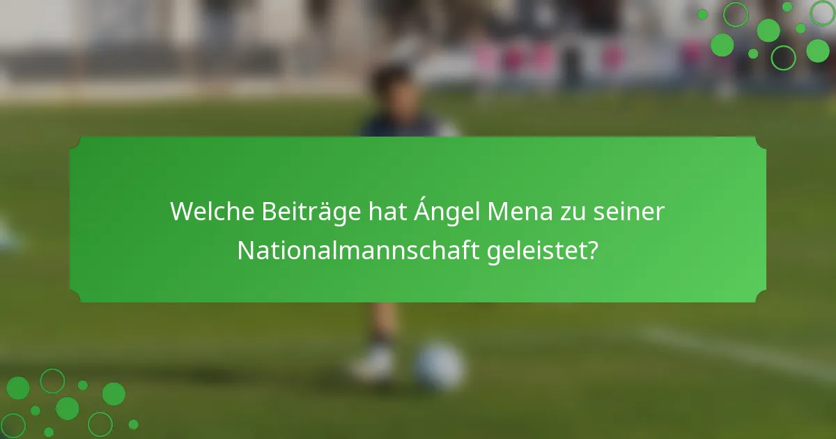 Welche Beiträge hat Ángel Mena zu seiner Nationalmannschaft geleistet?