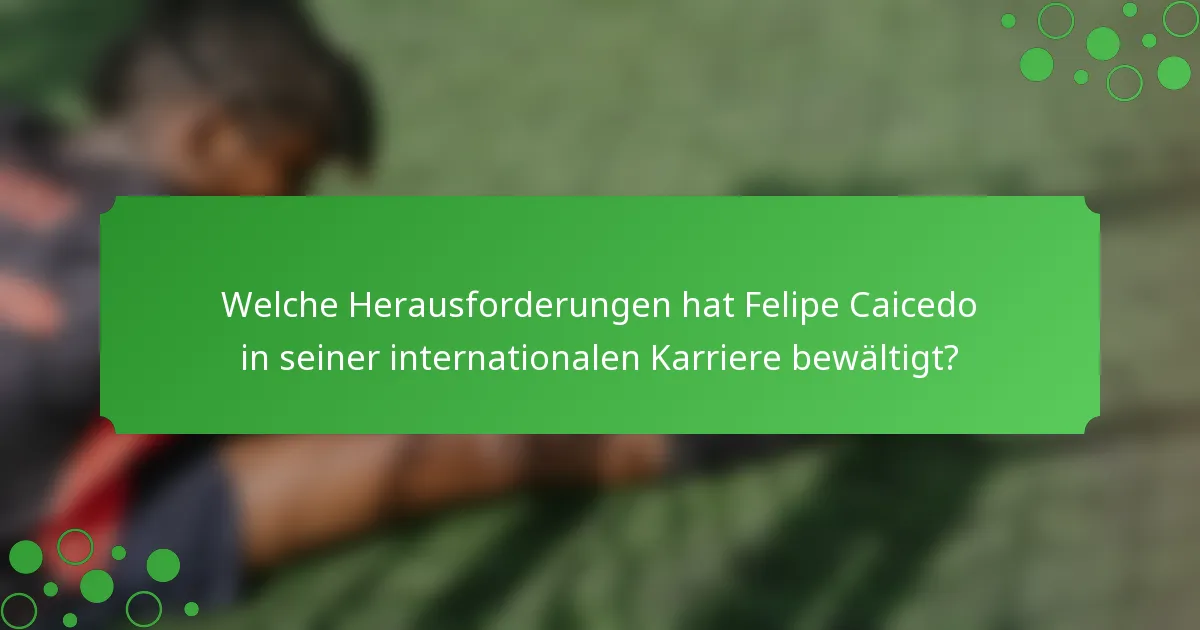 Welche Herausforderungen hat Felipe Caicedo in seiner internationalen Karriere bewältigt?