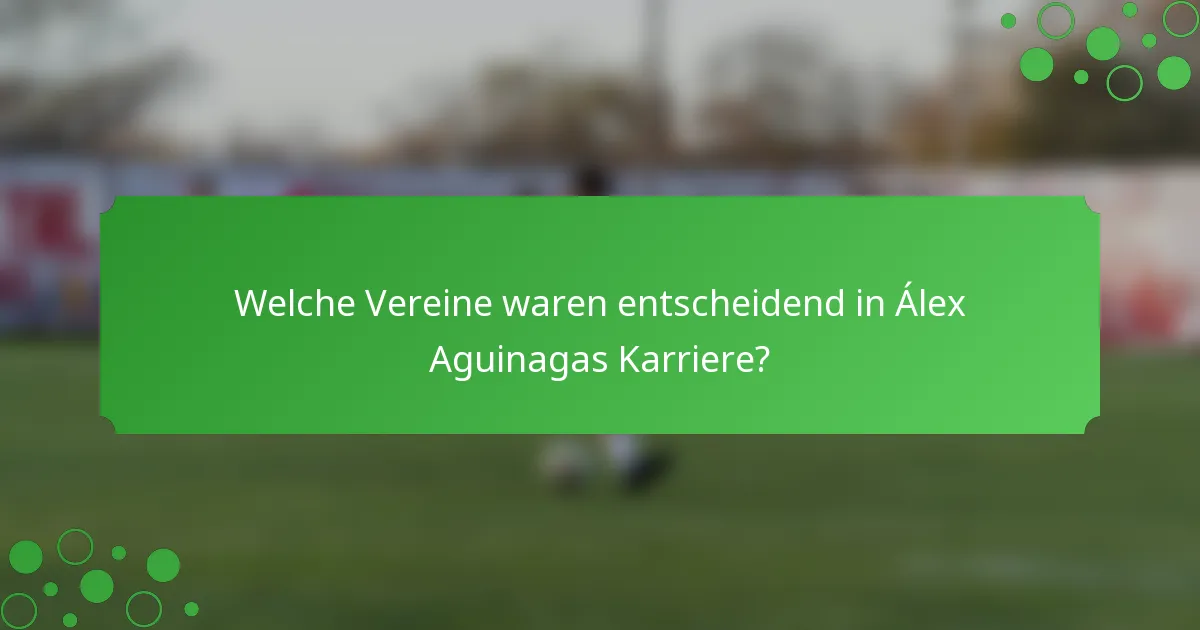Welche Vereine waren entscheidend in Álex Aguinagas Karriere?