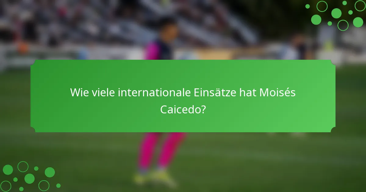 Wie viele internationale Einsätze hat Moisés Caicedo?